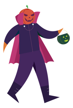Free Devil holding pumpkin Illustration