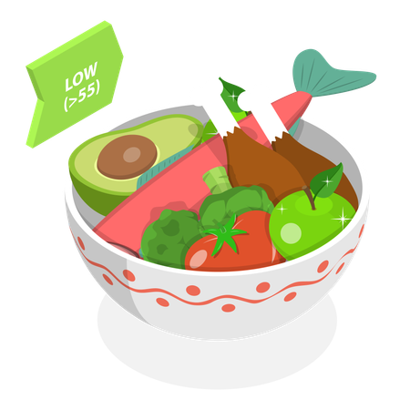 Free Diet food bowl for person suffering from glycemic disease  Illustration