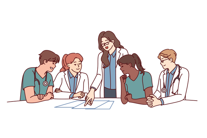 Free Doctor calls up intern for meeting  イラスト