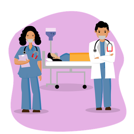 Free Doctor checking patient  イラスト