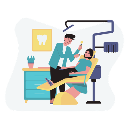 Free Doctor doing teeth treatment to patient  Illustration