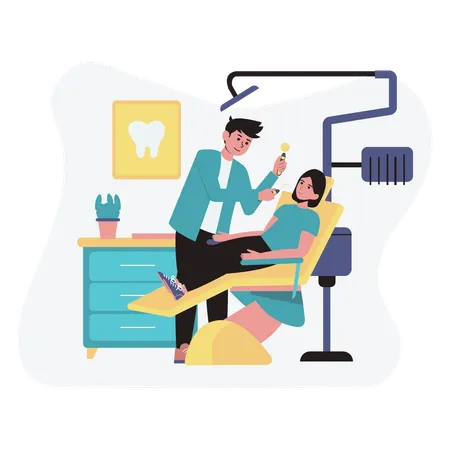 Free Doctor doing teeth treatment to patient  Illustration