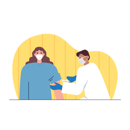 Free Doctor giving corona vaccine to girl  Illustration