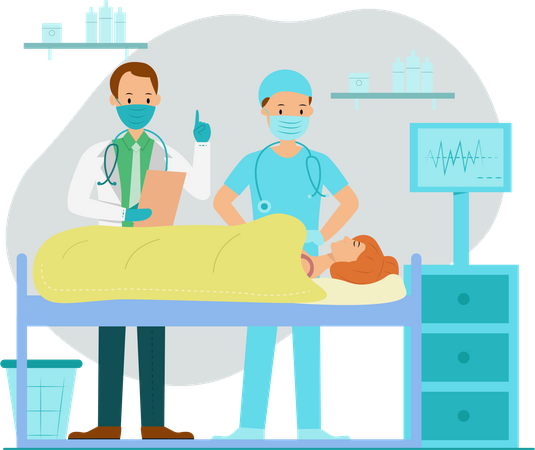 Free Doctor giving treatment to corona positive woman  Illustration