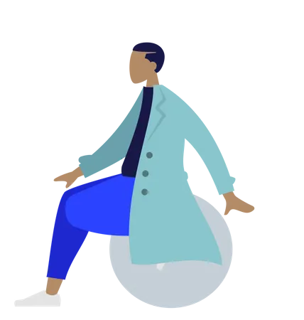 Free Doctor sitting on ball  Illustration