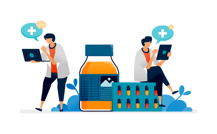 Free Doctors coordinate and discuss to determine drug prescriptions for patients  Illustration