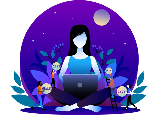 Free Sviluppatore Web per donne con laptop  Illustration