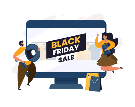 Free E-commerce com promoção na Black Friday  Ilustração