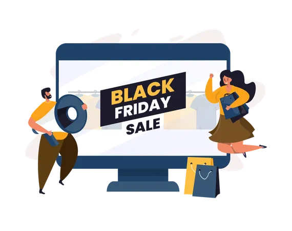 Free E-commerce with Black Friday sale  Illustration