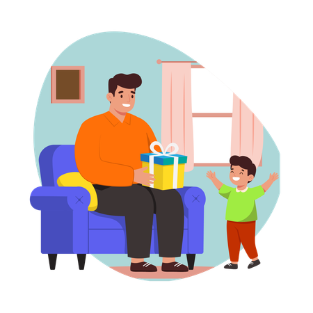 Free Échange de cadeaux entre père et fils  Illustration