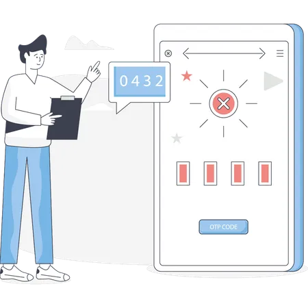 Free El niño muestra que el código OTP es incorrecto  Ilustración