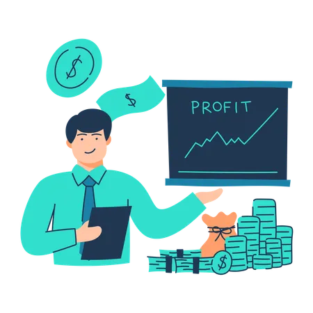 Free Employee analyzes profit growth  Illustration