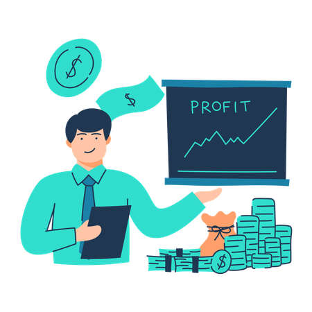 Free Employee analyzes profit growth  Illustration