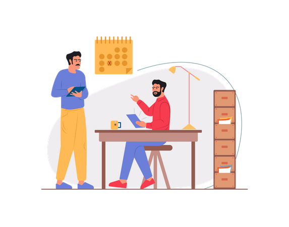 Free Employee discussing strategy in the office Illustration