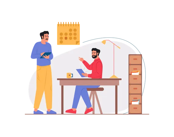 Free Employee discussing strategy in the office  Illustration