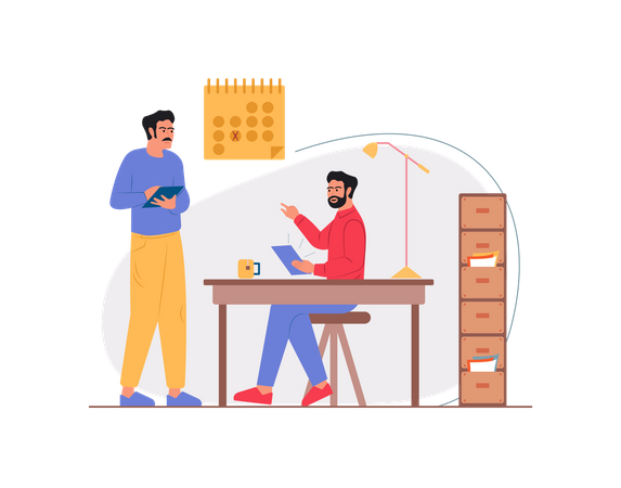 Free Employee discussing strategy in the office  Illustration