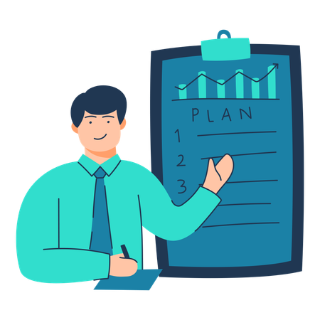 Free Employee is doing business planning  Illustration