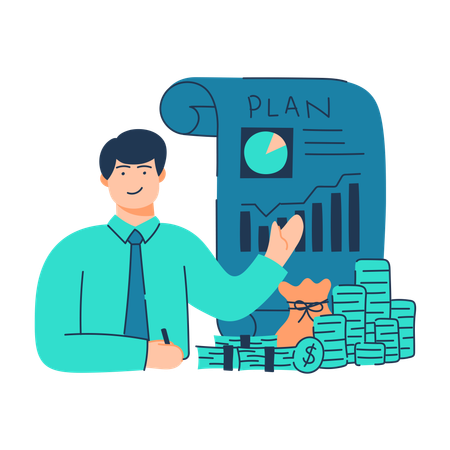 Free Employee is doing financial planning  Illustration