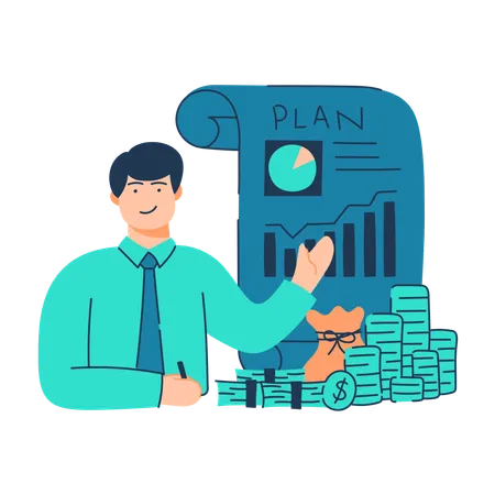 Free Employee is doing financial planning  Illustration