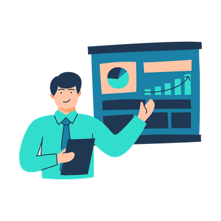 Free Employee is giving business presentation  일러스트레이션