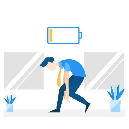 Free Employee tired and battery down  Illustration