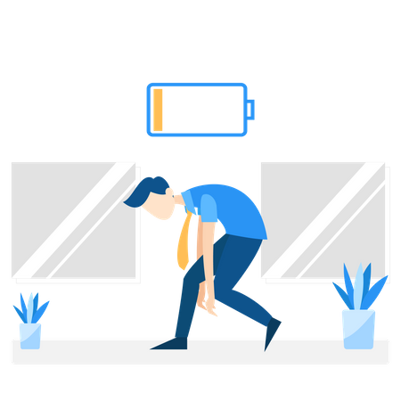 Free Employee tired and battery down  Illustration