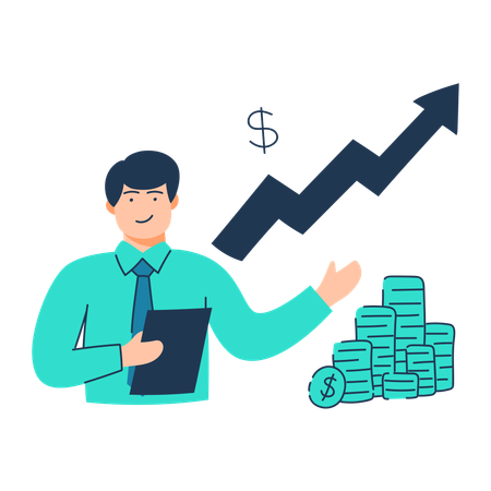 Free Employee works on business growth  Illustration