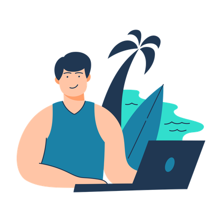 Free Employee works remotely  Illustration