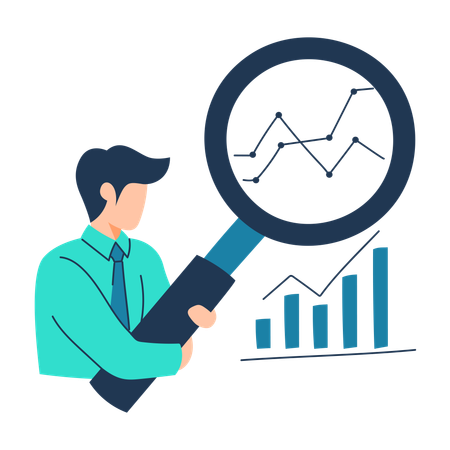 Free El hombre de negocios está haciendo una investigación de mercado.  Ilustración