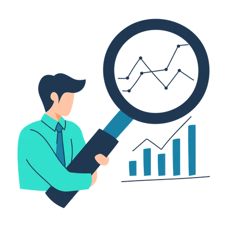 Free El hombre de negocios está haciendo una investigación de mercado.  Ilustración