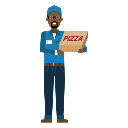 Free Entregador com pizza  Ilustração