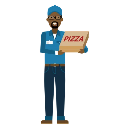 Free Entregador com pizza  Ilustração