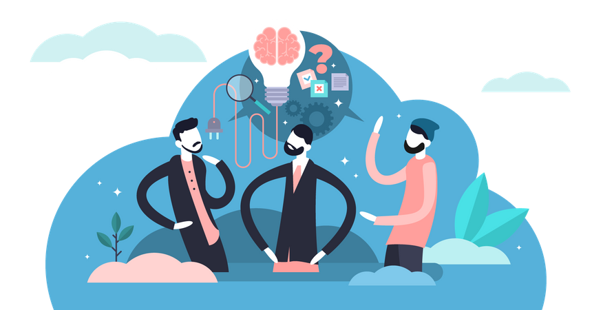 Free Equipo empresarial haciendo una lluvia de ideas creativa  Ilustración