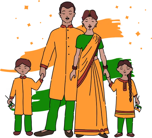 Free Família indiana comemorando o dia da república  Ilustração