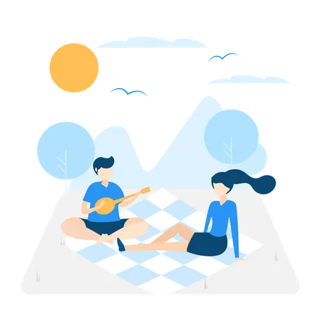 Free Family enjoying picnic  Illustration