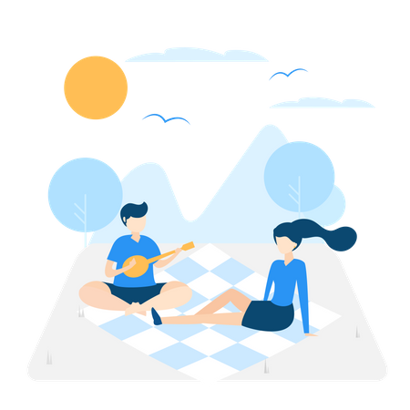 Free Family enjoying picnic  Illustration