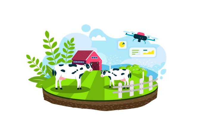 Free Farmer using drone for farm monitoring Illustration