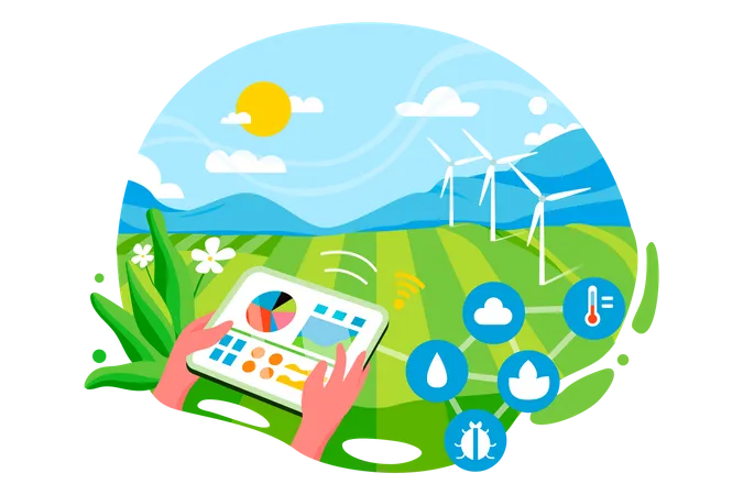 Free Farmer using smart farm application  Illustration