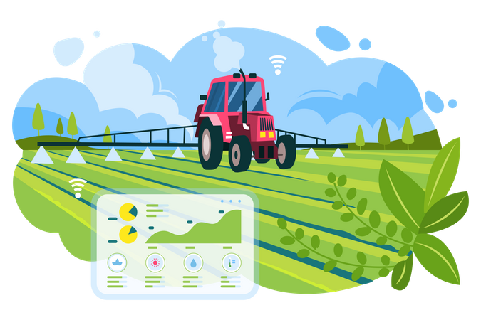 Free Farming using autonomous Cultivator  Illustration