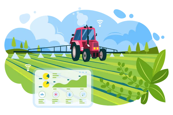 Free Farming using autonomous Cultivator  Illustration