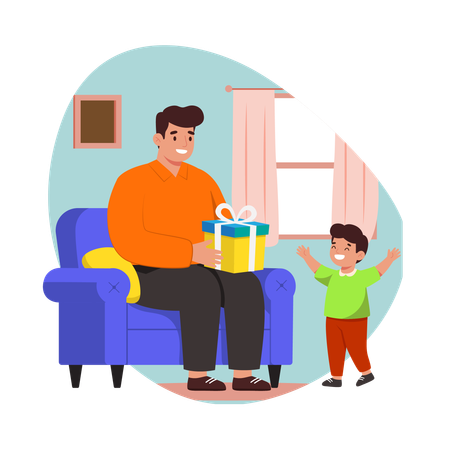 Free Father and Son Gift Exchange  Illustration