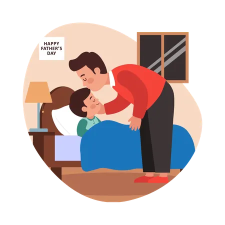 Free 아들에게 안녕 키스를 해주는 아버지  일러스트레이션