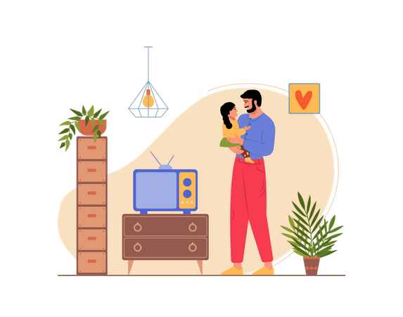 Free Father Playing with his daughter at home Illustration