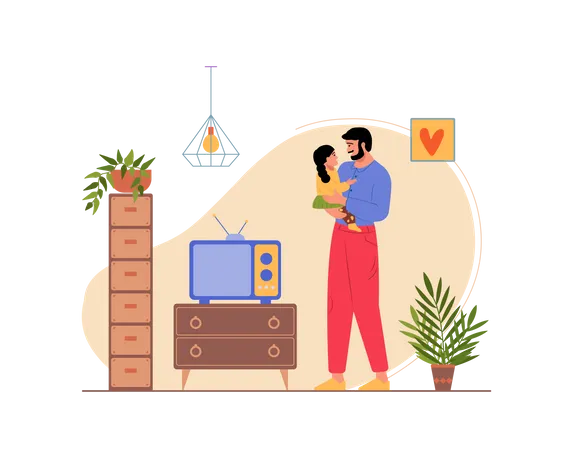 Free Father Playing with his daughter at home  Illustration