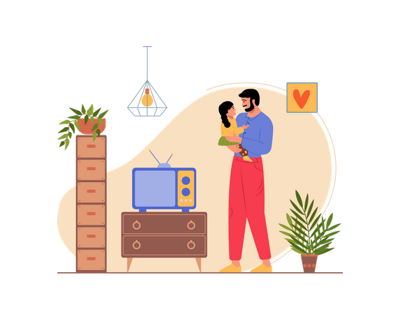 Free Father Playing with his daughter at home  Illustration