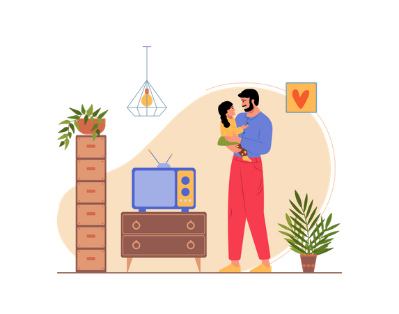 Free Father Playing with his daughter at home  Illustration