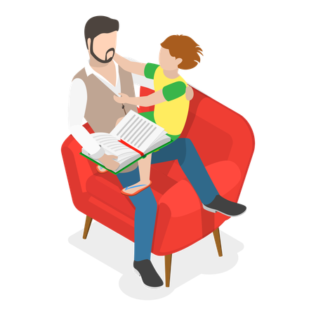 Free Father reading story book for child  Illustration