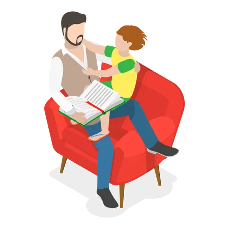 Free Father reading story book for child  Illustration