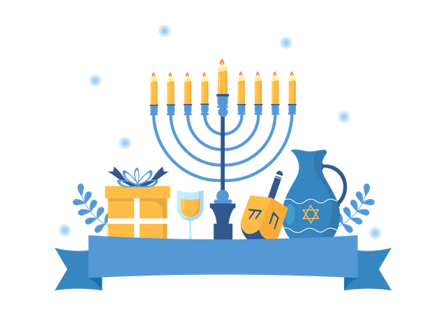 Free Feliz celebração de Hanukkah  Ilustração