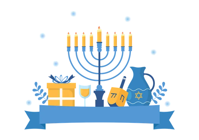 Free Feliz celebração de Hanukkah  Ilustração